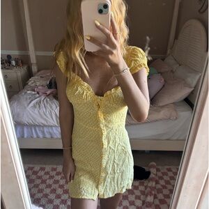 with jean yellow floral mini dress